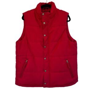 Mens Utility Quilted Vest Large Red Outdoor Workwear Layering Warm Functional